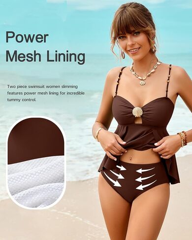 XUNYU Women Tankini Swimsuit Tummy Control Two Piece Bathing Suit Flowy Full Coverage Swim Suits High Waisted Modest Swimwear in Saudi Arabia