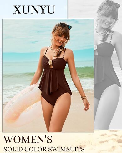 XUNYU Women Tankini Swimsuit Tummy Control Two Piece Bathing Suit Flowy Full Coverage Swim Suits High Waisted Modest Swimwear in Saudi Arabia
