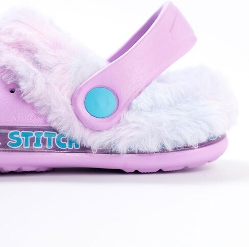 Disney Lilo & Stitch Kids Clogs | Purple Rubber Slip-Ons with Stitch Charm | Childrens Fur-Lined Sandal Slides in Saudi Arabia