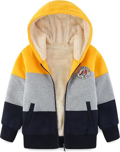 Kids Boys Sherpa Fleece Lined Jacket Hoodie Sweatshirt Fall Winter Spring Casual Warm Clothes(No Pilling,No Fade) in Saudi Arabia