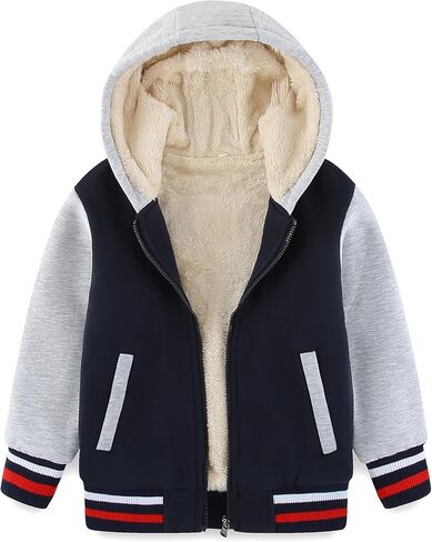 Kids Boys Sherpa Fleece Lined Jacket Hoodie Sweatshirt Fall Winter Spring Casual Warm Clothes(No Pilling,No Fade) in Saudi Arabia