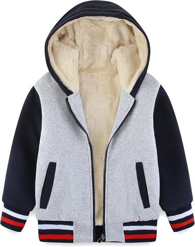 Kids Boys Sherpa Fleece Lined Jacket Hoodie Sweatshirt Fall Winter Spring Casual Warm Clothes(No Pilling,No Fade) in Saudi Arabia