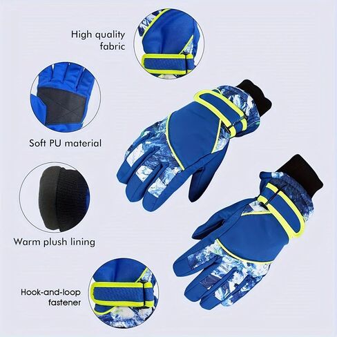 Kids Boys Winter Ski Gloves Cold-Weather Windproof Thickening Snowboard-Mittens Outdoor for 4-7 Years Old in Saudi Arabia