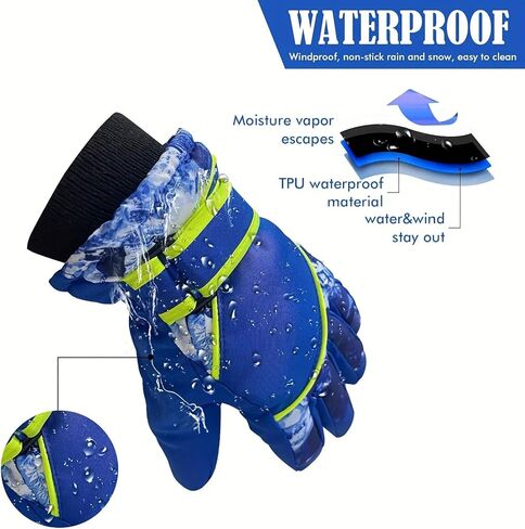 Kids Boys Winter Ski Gloves Cold-Weather Windproof Thickening Snowboard-Mittens Outdoor for 4-7 Years Old in Saudi Arabia