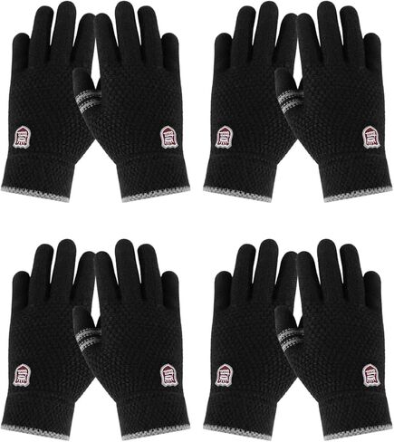 ORVINNER Kids Winter Gloves Ages 2-10 Years, 4 Pairs Soft Fleece Lined Thermal Stretchy Knit Warm Gloves for Cold Weather in Kuwait