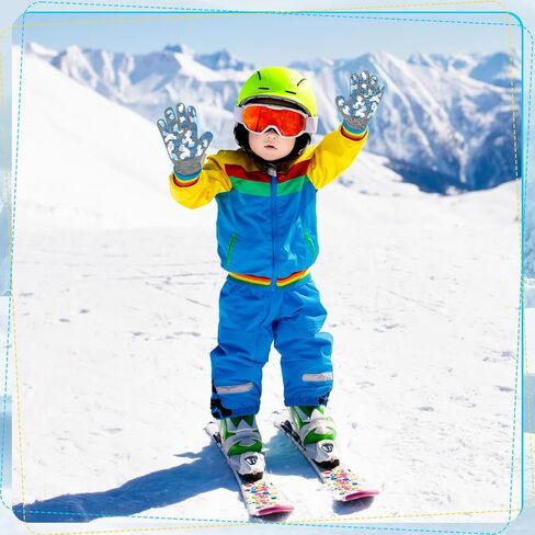 Coume 12 Pairs Kids Winter Gloves for Boys Girls Anti-Slip Knit Stretch Colorful Toddler Warm Gloves for Cold Weather in Kuwait