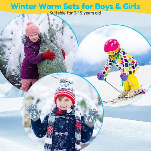 Coume 12 Pairs Kids Winter Gloves for Boys Girls Anti-Slip Knit Stretch Colorful Toddler Warm Gloves for Cold Weather in Kuwait