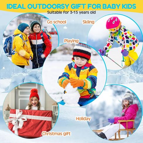 Coume 12 Pairs Kids Winter Gloves for Boys Girls Anti-Slip Knit Stretch Colorful Toddler Warm Gloves for Cold Weather in Kuwait