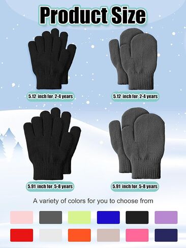 24 Pairs Kids Toddlers Mittens Gloves Bulk Warm Full Finger Magic Stretch Winter Knit Mitten for Boys Girls in Saudi Arabia