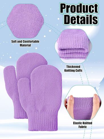 24 Pairs Kids Toddlers Mittens Gloves Bulk Warm Full Finger Magic Stretch Winter Knit Mitten for Boys Girls in Saudi Arabia