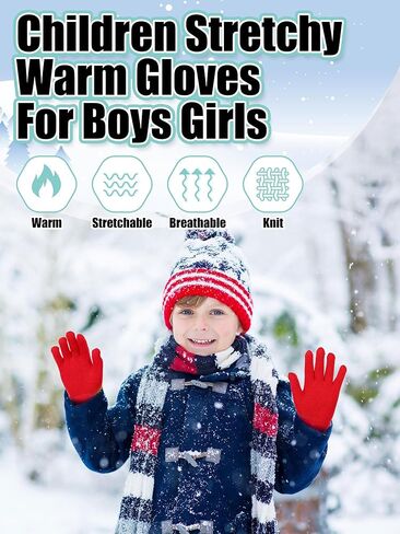 24 Pairs Kids Toddlers Mittens Gloves Bulk Warm Full Finger Magic Stretch Winter Knit Mitten for Boys Girls in Saudi Arabia