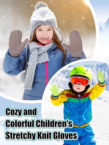24 Pairs Kids Toddlers Mittens Gloves Bulk Warm Full Finger Magic Stretch Winter Knit Mitten for Boys Girls in Saudi Arabia
