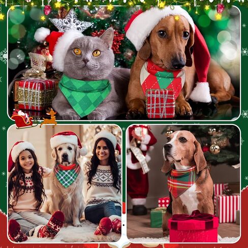 Sanwuta 60 Pcs Christmas Snowflake Plaid Dog Bandanas Bulk Holiday Dog Scarf Bibs Puppy Bandanas Adjustable Washable Kerchief PET Costume Accessories Grooming Supplies for Small to Large Cats Dogs in Saudi Arabia