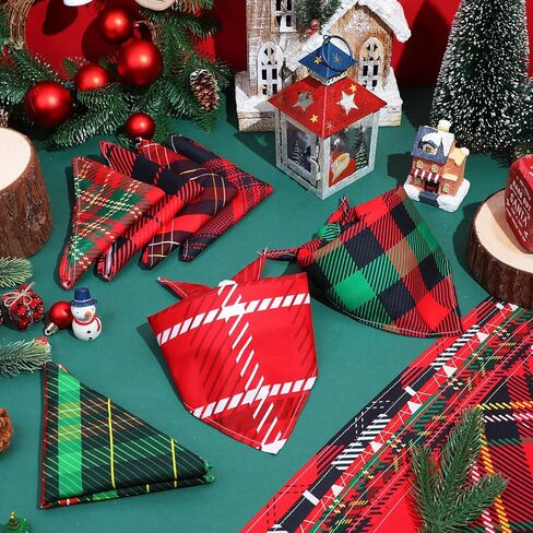 Sanwuta 60 Pcs Christmas Snowflake Plaid Dog Bandanas Bulk Holiday Dog Scarf Bibs Puppy Bandanas Adjustable Washable Kerchief PET Costume Accessories Grooming Supplies for Small to Large Cats Dogs in Saudi Arabia