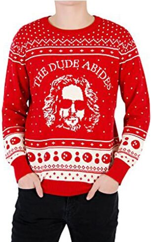 The Big Lebowski The Dude Abides Ugly Christmas Sweater (XX-Large) Red in Saudi Arabia