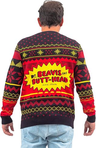 Beavis and Butthead Rock and Roll Three Color Ugly Christmas Sweater in Saudi Arabia
