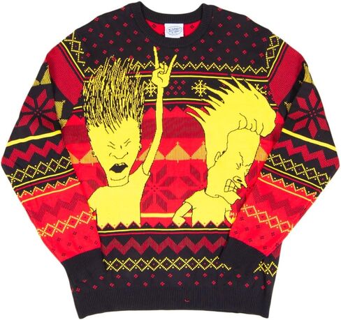 Beavis and Butthead Rock and Roll Three Color Ugly Christmas Sweater in Saudi Arabia