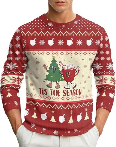 34HD هدايا لعيد الميلاد سترة عيد الميلاد القبيحة 2025 للرجال والنساء مضحك طويلة الأكمام Crewneck سترة عيد الميلاد in Saudi Arabia