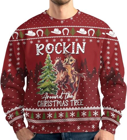 34HD هدايا لعيد الميلاد سترة عيد الميلاد القبيحة 2025 للرجال والنساء مضحك طويلة الأكمام Crewneck سترة عيد الميلاد in Saudi Arabia