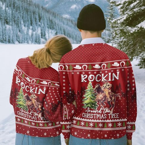 34HD هدايا لعيد الميلاد سترة عيد الميلاد القبيحة 2025 للرجال والنساء مضحك طويلة الأكمام Crewneck سترة عيد الميلاد in Saudi Arabia