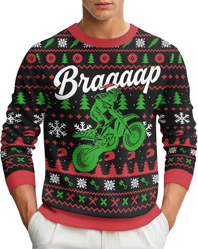 34HD هدايا لعيد الميلاد سترة عيد الميلاد القبيحة 2025 للرجال والنساء مضحك طويلة الأكمام Crewneck سترة عيد الميلاد in Saudi Arabia