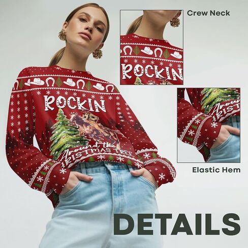 34HD هدايا لعيد الميلاد سترة عيد الميلاد القبيحة 2025 للرجال والنساء مضحك طويلة الأكمام Crewneck سترة عيد الميلاد in Saudi Arabia