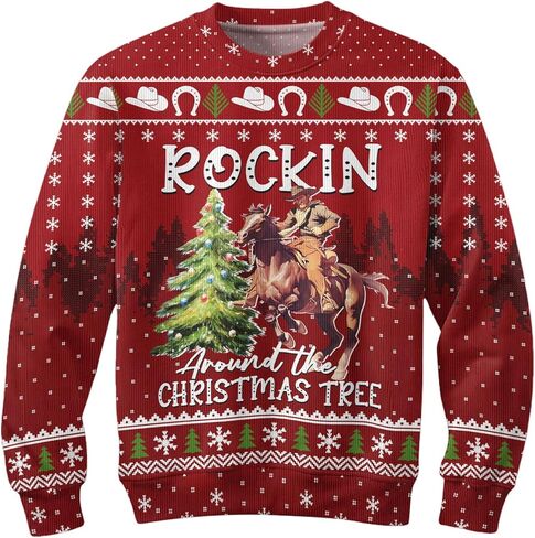 34HD هدايا لعيد الميلاد سترة عيد الميلاد القبيحة 2025 للرجال والنساء مضحك طويلة الأكمام Crewneck سترة عيد الميلاد in Saudi Arabia