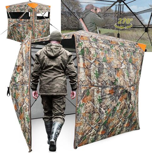 الصيد أعمى 360 درجة انظر من خلال الأرض أعمى كامل مفتوح الباب الغزلان أعمى التمويه 2-3Person الغزلان أعمى مع النوافذ المنزلقة الصامتة، خيمة الصيد المحمولة لصيد الغزلان in Kuwait