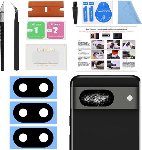 3 Pack for Pixel 8 Pro Back Rear Camera Lens Glass Replacement, Back Camera Lens with Premium Lens Protector Compatible with Pixel 8 Pro, Included Instruction Manual, Toolkit in Kuwait