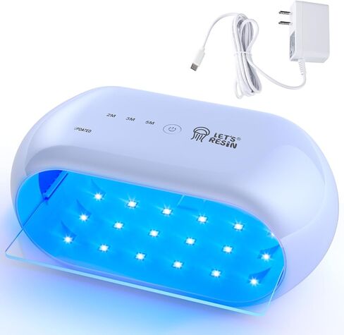 LET'S RESIN UV Light Advanced,Two-Sided Longer time Setting(2m,3m,5m) UV Lamp with Dual Head Adapter, Large Size 36 Beads LED UV Light for Resin Curing,Resin Molds,DIY Craft Decor(Purple) in Kuwait