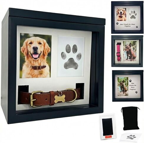 جرة الحيوانات الأليفة الفاخرة للرماد، صندوق تذكاري كبير، صندوق حرق جثث الحيوانات الأليفة قابل للتخصيص، تذكار لنعش الحيوانات الأليفة، مجموعة حبر مطبوعة بمخالب، جرار للكلاب والقطط للرماد in Kuwait