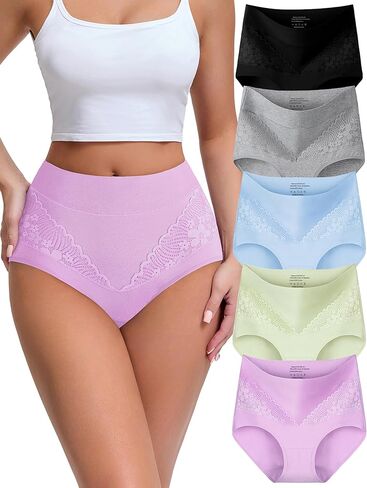 MISSWHO High Waisted Cotton Women Underwear Tagless Soft Full Coverage Briefs Ladies Panties (Regular, Plus Size) in Saudi Arabia