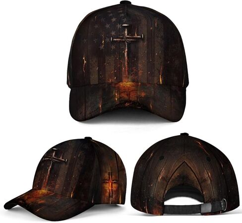 Christian Hats for Men, Jesus Hat, Faith Hat with American Flag, Cross Hats for Men in Saudi Arabia