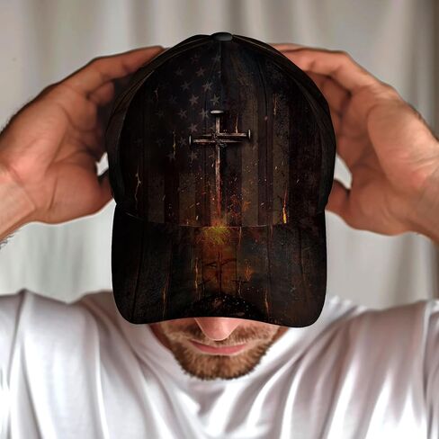 Christian Hats for Men, Jesus Hat, Faith Hat with American Flag, Cross Hats for Men in Saudi Arabia