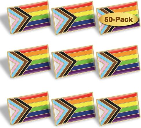 2/12/50/100Pcs New Progress Pride Lapel Pins Bulk- LGBT Transgender Rainbow Lesbian Bisexual Gay Progressive Pin Brooch Badge for Men Women Clothes Bags Hats in Saudi Arabia