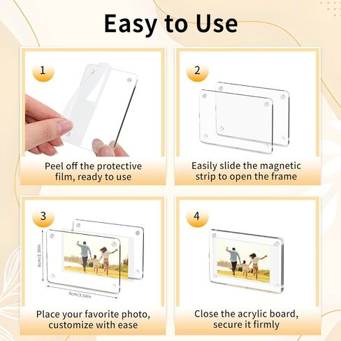 14 Pack Acrylic Magnetic Picture Frames, 2.3 * 3.5 Inch Acrylic Photo Magnets for Refrigerator, Double Sided Mini Picture Frame Magnets Clear for Fujifilm Instax Mini Instant Film in Saudi Arabia