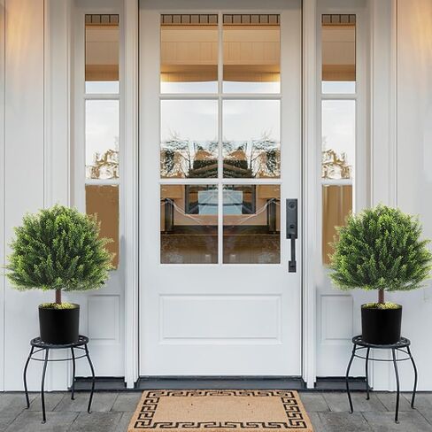 24 "نباتات اصطناعية شجرة الأرز توبياري في الداخل، مجموعة من 2 نباتات صناعية في الهواء الطلق شجيرات وهمية مقاومة للأشعة فوق البنفسجية لديكور حديقة الشرفة الأمامية مع ارتفاع الأرض in Kuwait