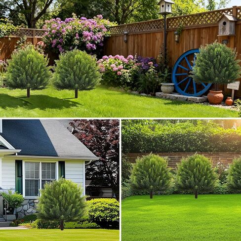 24 "نباتات اصطناعية شجرة الأرز توبياري في الداخل، مجموعة من 2 نباتات صناعية في الهواء الطلق شجيرات وهمية مقاومة للأشعة فوق البنفسجية لديكور حديقة الشرفة الأمامية مع ارتفاع الأرض in Kuwait