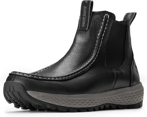 SUREWAY Men's Chelsea Boots - Lightweight Slip-On Work Boots with Moc Toe Design,Casual Leather Boots Slip-Resistant Rubber Outsole,Chukka boots for All-Weather Comfort (Office,Casual,Dress) in Saudi Arabia