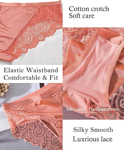 Kingfung Lace Underwear for Women Silky Smooth Hipster Cheeky Mid Waist Bikini Panties for Women Seamless Lacy Undies in Saudi Arabia