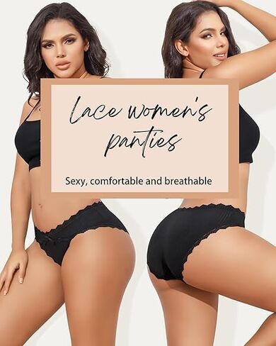 6 Pack Black Cotton Underwear for Women Cheeky Bikini Panties Stretch Ladies Panty in Saudi Arabia