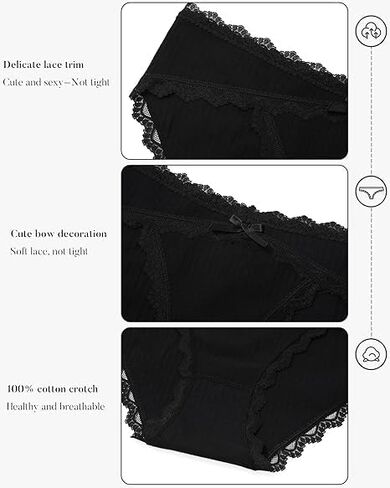 6 Pack Black Cotton Underwear for Women Cheeky Bikini Panties Stretch Ladies Panty in Saudi Arabia