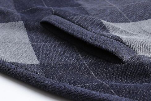 Men's Argyle Cardigan Full Zip Knitwear Fleece Lined Jumper Knit Sweater in Saudi Arabia