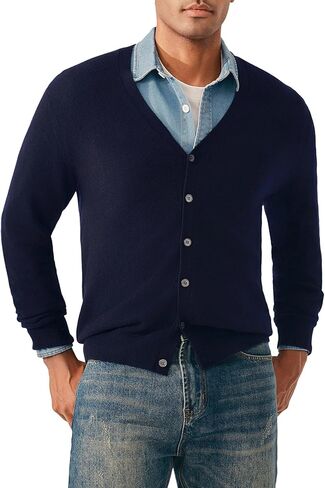 KVSS Men's Machine Washable 100% Pure Cashmere V-Neck Cardigan, Button Down Sweater for Mens | Luxury from Inner Mongolia in Saudi Arabia