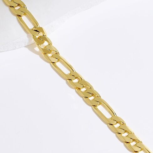 14K Gold Bracelets for Women & Men Trendy Dainty 7mm Figaro Bracelet for Men Hypoallergenic Gold Chain Bracelet for Women Jewelry Gifts in Kuwait