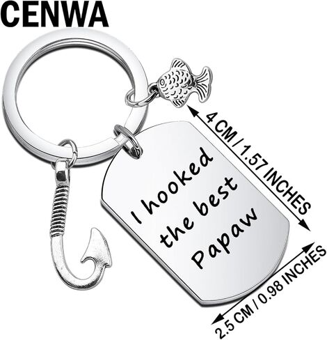 CENWA Papaw Fishing Gifts Pawpaw Fishing Hook Key Ring Fishing Grandpa Gifts I Hooked The Best Papaw Keychain in Saudi Arabia