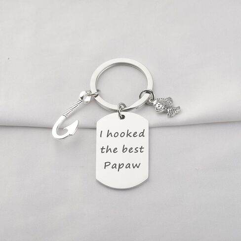CENWA Papaw Fishing Gifts Pawpaw Fishing Hook Key Ring Fishing Grandpa Gifts I Hooked The Best Papaw Keychain in Saudi Arabia