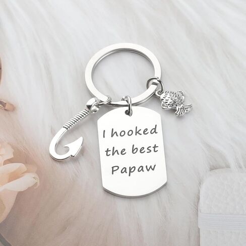 CENWA Papaw Fishing Gifts Pawpaw Fishing Hook Key Ring Fishing Grandpa Gifts I Hooked The Best Papaw Keychain in Saudi Arabia
