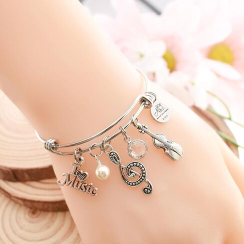 Little Girls Violin Bangle Bracelet in Stainless Steel | Little Girls Bracelet | Violin Bracelet | Band Teacher | Concert Gift in Saudi Arabia