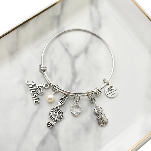 Little Girls Violin Bangle Bracelet in Stainless Steel | Little Girls Bracelet | Violin Bracelet | Band Teacher | Concert Gift in Saudi Arabia